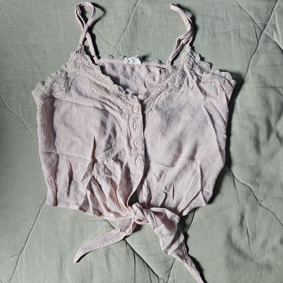 GARAGE Lace Tie Front Button Up Cami Pink XS - Picture 1 of 7